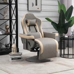 PU Manual Recliner Armchair with Footrest, 135° Adjustable Reclining Lounge Chair