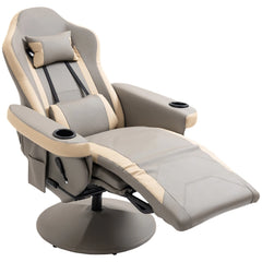 PU Manual Recliner Armchair with Footrest, 135° Adjustable Reclining Lounge Chair