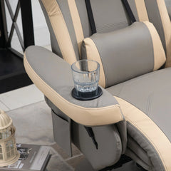 PU Manual Recliner Armchair with Footrest, 135° Adjustable Reclining Lounge Chair