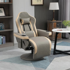 PU Manual Recliner Armchair with Footrest, 135° Adjustable Reclining Lounge Chair