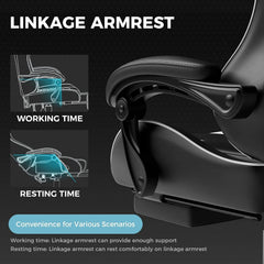 Pearl White Gaming Chair with Footrest – Ergonomic Gaming Desk Chair with Lumbar Support