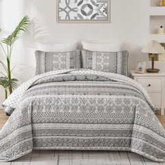 【dealsforyou】Parures de lit réversibles imprimées ultra douces Baleines Flottilla, très grand lit, couvre-lits et couvre-lits légers à motifs géométriques et rayures avec 2 taies d'oreiller pour toutes les saisons