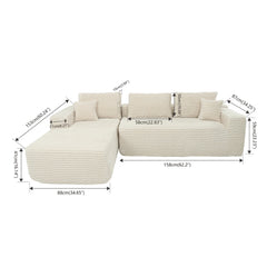 108" Boneless Couch, Cloud Sectional Couch with L-Shape Chaise, Modular Sectional Sofa with Deep Seat, Fluffy Couch for Living Room Bedroom, No Assembly Required