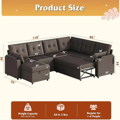 Niccae 132.5" U-Shape Convertible Modular Corduroy Sofa - 5-Seat, No Assembly, Modern, Comfortable, Pet-Friendly, Ships in 2 Packs, Couches for Living Room, Apartment & Studio Furniture