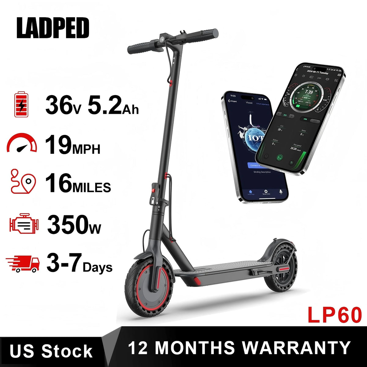 Electric Scooter Adults & Teens, 18 MPH Max Speed, 21 Miles Long Range, Cruise Control and Dual Braking, Foldable Electric Scooter for Adults Powerful Portable App battery escooter system Folding Bike