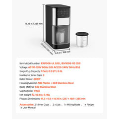 SucceBuy 7-in-1 Ice Cream Maker for Gelato Sorbet Milkshake Homemade Ice-Cream Machine with One-Touch Mix-in + Respin for Smooth