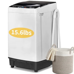 Ubesgoo 15.6LBS Portable Washing Machine, Full-Automatic Laundry Machine with Stainless Steel Drum, 10 Wash Programs Compact Washer and Spin Dryer Combo with Drain Pump for Apartment, Dorm, Home