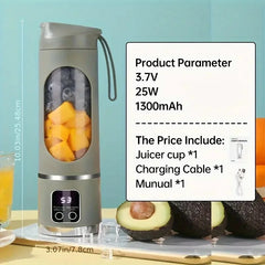 Ultimate Digital Juicer Blender with LED Display, Multimode Leak-Proof Large Capacity USB Rechargeable Cool Tech Gadget for Fruit & Vegetable, Liquid Diet, Travel, Household Kitchen Mother's Day Gift, Cool Tech Gadgets Instant Smoothie Maker
