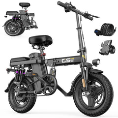 500W Electric Bicycles Ebike E-Bike For Adults, 3-Riding Modes, 14' Foldable Ebike, With Charger And Battery, MAX Speed 19.9 MPH, Dual Disc Brakes, With A Basket And Lock, Durable And Lightweight Frame, All-Terrain Foldable Ebike