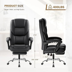 Fauteuil de bureau de direction avec repose-pieds, fauteuil de bureau grand et robuste, chaises de bureau ergonomiques pour la maison, inclinables, dossier haut, personnalisable
