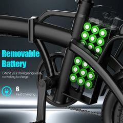 500W Electric Bicycles Ebike E-Bike For Adults, 3-Riding Modes, 14' Foldable Ebike, With Charger And Battery, MAX Speed 19.9 MPH, Dual Disc Brakes, With A Basket And Lock, Durable And Lightweight Frame, All-Terrain Foldable Ebike