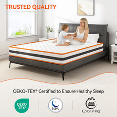 Hybrid Memory Foam and Spring Breathable Mattress, 2ft6/3/4/4ft6/5/6ft Orthopaedic Comfort, Pressure Relief and Hypoallergenic