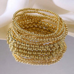PAVOI Beaded Bracelet for Women - 14K Gold Plated Lightweight Womens Ball Bracelet - Gold Bracelets Cute Stackable Jewelry