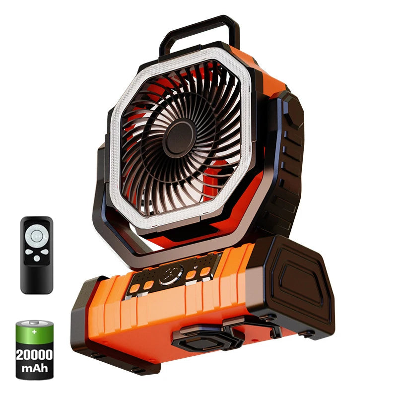 OGERY Rechargeable Camping Fan with LED Light, Portable Multi-functional Fan with 360° Rotating Hook, Oscillating Emergency Camping Fan Cordless Rotatable Battery Powered Lightweight summerwins
