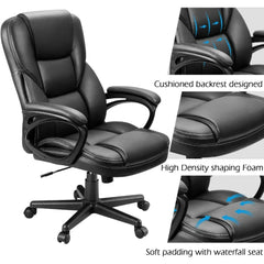 Furmax Office Executive Chair High Back Adjustable Managerial Home Desk Chair Swivel Computer PU Leather Chair Lumbar Support
