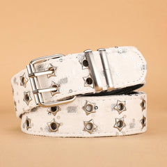 3.8cm Pure Cowhide Leather Belt For Men Embossed Copper Buckle