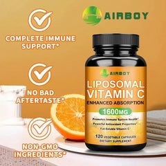 Liposomal Vitamin C 1600mg - Promotes Collagen Production, Immune Support, Powerful Antioxidant Supplement