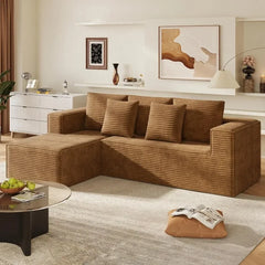 【New Year Special Discount】 Niccae 132'' Oversized U-Shaped Modular Sofa, 3 PCS, Modern Corner Cloud Sofa with Plush Corduroy, Full Foam Lounge, Double Chaise & 6 Cushions for Living Room