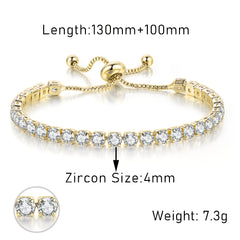 PAVOI 14k Gold Plated Tennis Bracelets for Women - Paperclip Link Chain and Cubic Zirconia Gold Bracelet - Trendy Bridal Jewelry