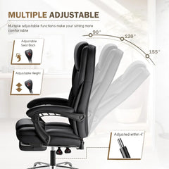 Fauteuil de bureau de direction avec repose-pieds, fauteuil de bureau grand et robuste, chaises de bureau ergonomiques pour la maison, inclinables, dossier haut, personnalisable