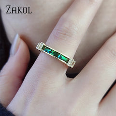 PAVOI 14K Gold Plated Eternity Ring for Women - Statement Eternity Band Rings with Round Cubic Zirconia - Stackable Wedding Band - Travel Bridal Jewelry