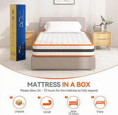 Hybrid Memory Foam and Spring Breathable Mattress, 2ft6/3/4/4ft6/5/6ft Orthopaedic Comfort, Pressure Relief and Hypoallergenic