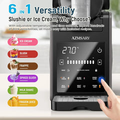 Slushie Machine, 85oz Ice Cream Machine & Slushy Machine for home, with LED Display, 6 Preset Programs for Margaritas, Frappés,