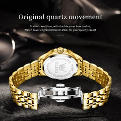 OLEVS 3620 Gold Luxury Men Watch Brand Original Quartz Watch Stainless Steel Waterproof Clock Business Calendar Gift Men Watch