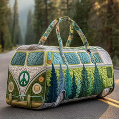 Joyful Miles Quilted Duffle Bag, Colorful Weekender Travel Tote, Overnight Carry On Gym Bag