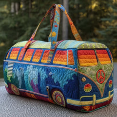 Joyful Miles Quilted Duffle Bag, Colorful Weekender Travel Tote, Overnight Carry On Gym Bag