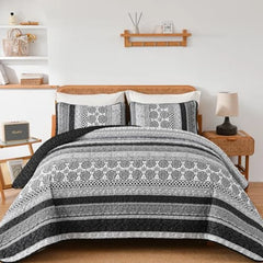【dealsforyou】Parures de lit réversibles imprimées ultra douces Baleines Flottilla, très grand lit, couvre-lits et couvre-lits légers à motifs géométriques et rayures avec 2 taies d'oreiller pour toutes les saisons