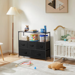 BROOKLYN Modern TV Stand - Sweet Indoor Furniture TV Console Cabinet with 5 Fabric Drawers, Open Storage Shelf, Living Room Decor, Room Storage for Bedroom, Apartment Furniture