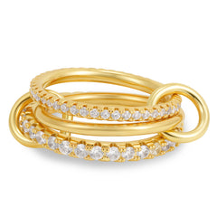 PAVOI Chunky Interlock Statement Ring for Women - 14K Gold Plated Multi-Band Interlocking Ring - Cubic Zirconia Statement Bands Jewelry