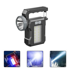 High Power LED Flashlights Camping Torch Work Light Charge 2-In-1 Solar Powered 4LED High Brightness Rechargeable Flashlight Portable Design 4 Lighting Modes USB Charging Suitable for Hiking Outdoor Exploration & Emergency Use,campingessentials,outdoorfur