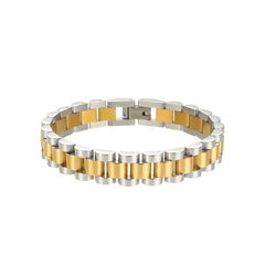 PAVOI Bracelet de montre étanche pour femme - Bracelet à maillons épais plaqué or 14 carats bicolore - Bijoux en or en acier inoxydable avec métaux mélangés