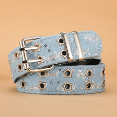 3.8cm Pure Cowhide Leather Belt For Men Embossed Copper Buckle