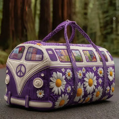 Joyful Miles Quilted Duffle Bag, Colorful Weekender Travel Tote, Overnight Carry On Gym Bag