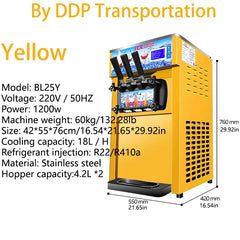 Commercial Soft Ice Cream Maker 110V/220V 18L/H 3 Flavors Ice Cream Making Machine for Business Use