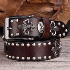 Y2K Spades High Rivet Studded Genuine Leather Belt