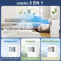 Homcom Portable Air Conditioner 3 in 1 9000 Btu Cooler Fan Dehumidifier 24.1 L/Day with Remote Control Screen