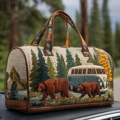 Joyful Miles Quilted Duffle Bag, Colorful Weekender Travel Tote, Overnight Carry On Gym Bag