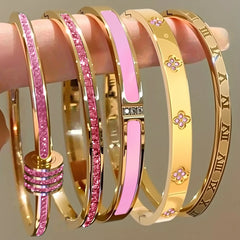 ZAKOL Ensemble de 5/1 Bracelets Scintillants en Acier Inoxydable Incrustés de Zircon pour Femme, Bracelets Joncs Empilables, Bijoux Tendance qui ne se Décolorent pas, Idée Cadeau