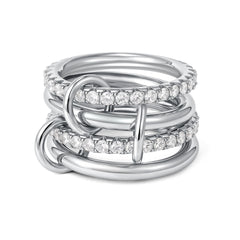 PAVOI Chunky Interlock Statement Ring for Women - 14K Gold Plated Multi-Band Interlocking Ring - Cubic Zirconia Statement Bands Jewelry