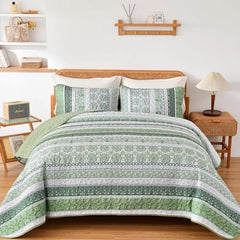 【dealsforyou】Parures de lit réversibles imprimées ultra douces Baleines Flottilla, très grand lit, couvre-lits et couvre-lits légers à motifs géométriques et rayures avec 2 taies d'oreiller pour toutes les saisons