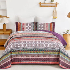 【dealsforyou】Parures de lit réversibles imprimées ultra douces Baleines Flottilla, très grand lit, couvre-lits et couvre-lits légers à motifs géométriques et rayures avec 2 taies d'oreiller pour toutes les saisons