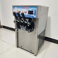 Commercial 3-Head Soft Ice Cream Maker Machine 60KG per Hour 18L per Hour Capacity for Sweet Cone Ice Cream