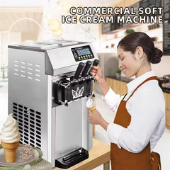 Machine à crème glacée molle commerciale SIHAO - Système de pré-refroidissement, grande capacité portable 18 L/H pour food trucks et glaciers