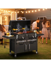 36 In Extra Large Charcoal Grill - 620 Sq.In Oversized BBQ Area with Thermometer & Individual Lifting Charcoal Trays, Storage C