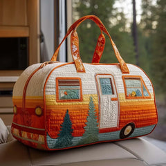 Joyful Miles Quilted Duffle Bag, Colorful Weekender Travel Tote, Overnight Carry On Gym Bag