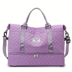 Large Capacity Travel Bag Set, Letter Pattern Zipper Travel Bag with Shoe Compartment, Casual Sports Fitness Bag for Women & Men, Weekender Travel Set